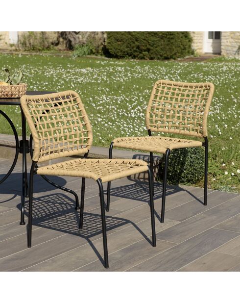 2 Chaises de jardin Vianney beiges - 46x61x77 cm