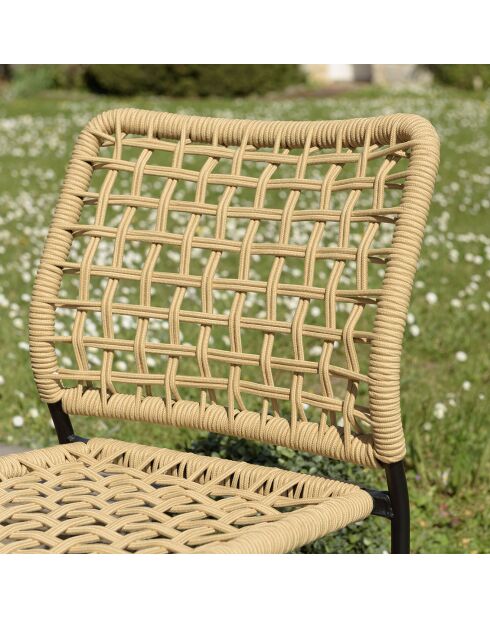 2 Chaises de jardin Vianney beiges - 46x61x77 cm
