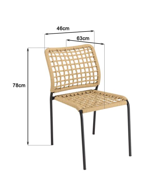 2 Chaises de jardin Vianney beiges - 46x61x77 cm