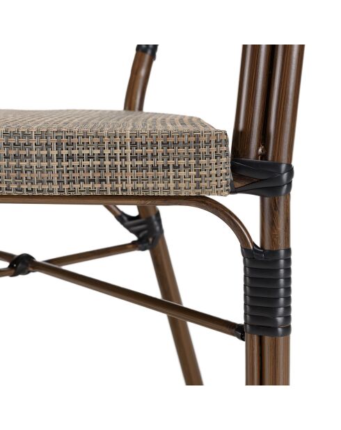 2 sillas bistró de jardín Vianney taupe, 59 x 63 x 85 cm