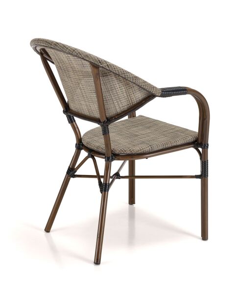 2 sillas bistró de jardín Vianney taupe, 59 x 63 x 85 cm