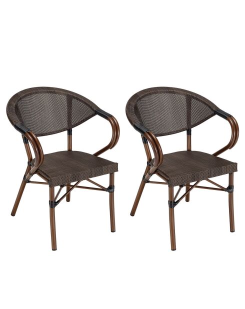 2 Chaises de jardin bistrot Vianney marron  - 60x59x71 cm