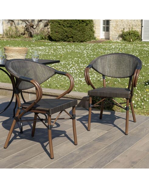 2 Chaises de jardin bistrot Vianney marron  - 60x59x71 cm