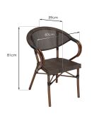 2 Chaises de jardin bistrot Vianney marron  - 60x59x71 cm