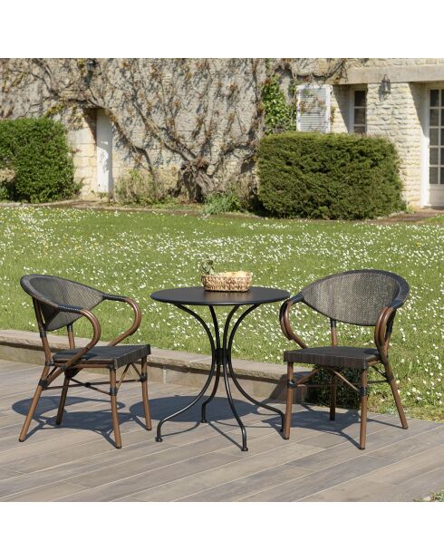 Ensemble de jardin 2 personnes Vianney marron