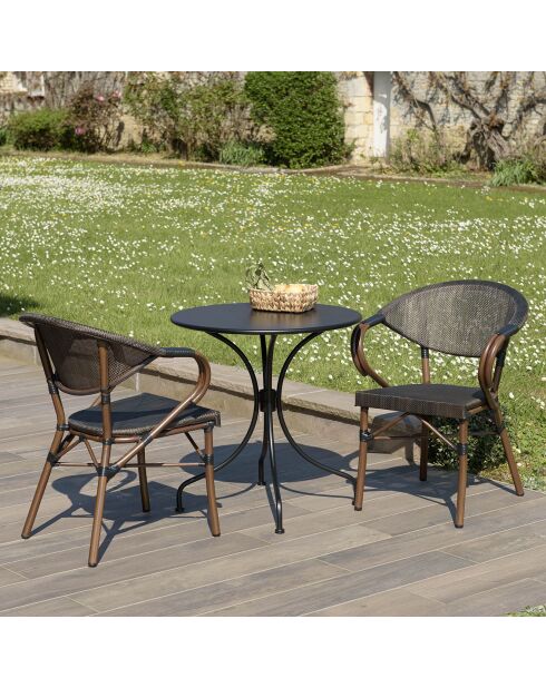 Ensemble de jardin 2 personnes Vianney marron