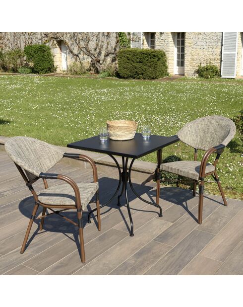 Ensemble de jardin 2 personnes Vianney taupe