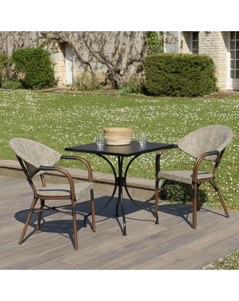 Ensemble de jardin 2 personnes Vianney taupe