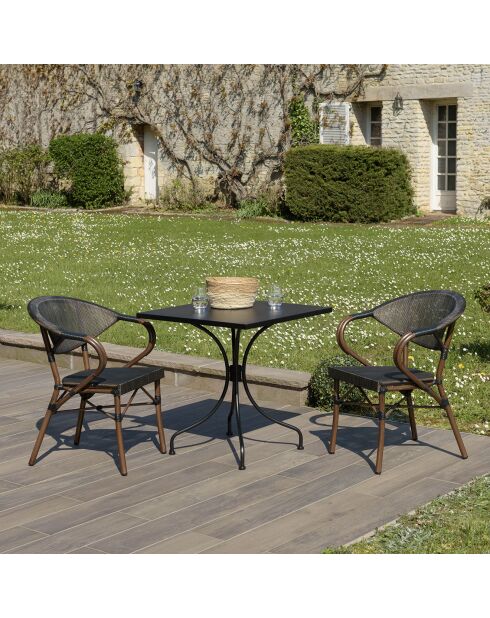 Set da giardino Vianney marrone per 2 persone