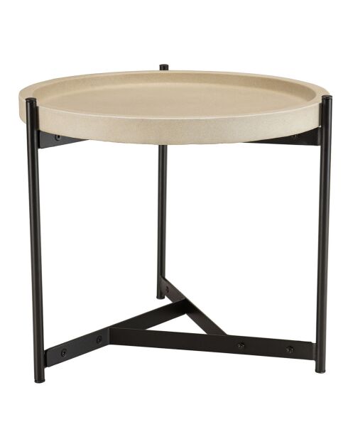 Hector bijzettafel zwart/beige - 52x50x46 cm