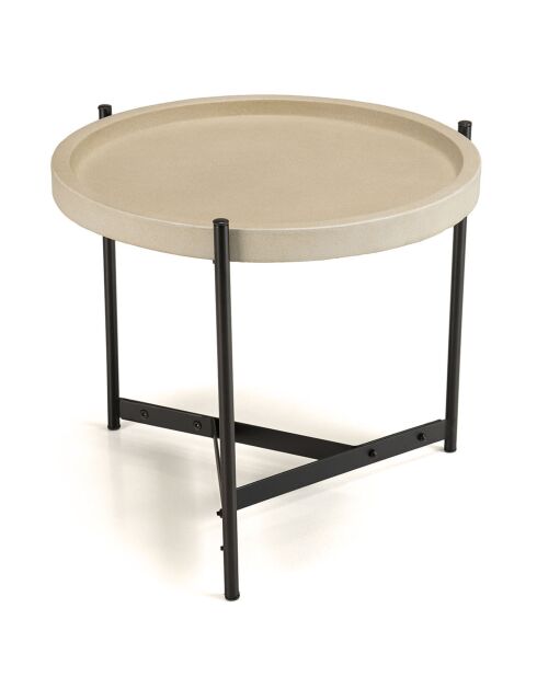 Hector bijzettafel zwart/beige - 52x50x46 cm