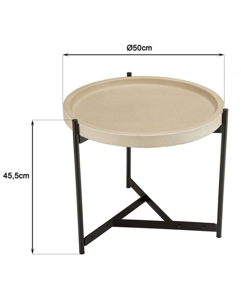 Table d'appoint Hector noir/beige - 52x50x46 cm
