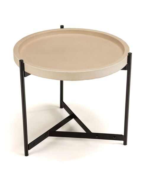 Hector bijzettafel zwart/beige - 52x50x46 cm