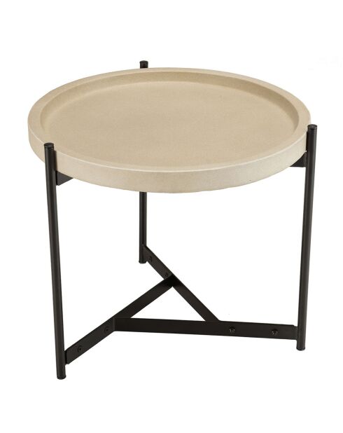 Hector bijzettafel zwart/beige - 52x50x46 cm