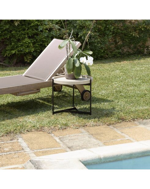 Table d'appoint Hector noir/beige - 52x50x46 cm