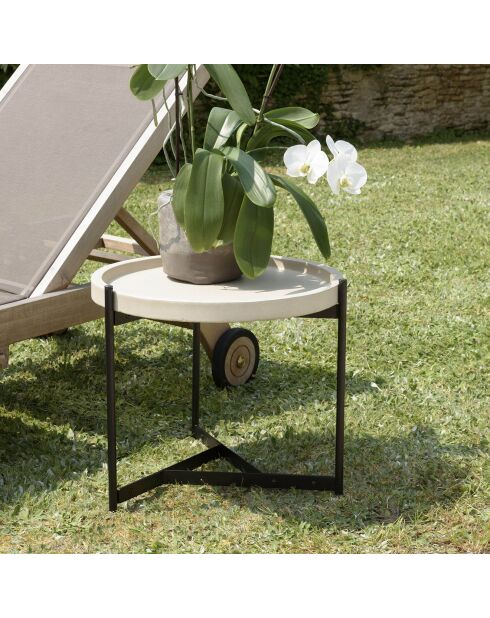 Hector bijzettafel zwart/beige - 52x50x46 cm