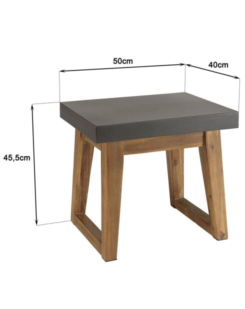 Table d'appoint Hector bois/béton - 50x40x45.5 cm