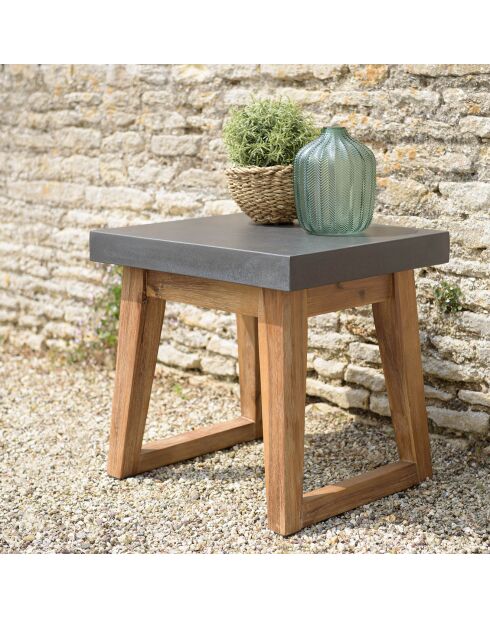 Table d'appoint Hector bois/béton - 50x40x45.5 cm