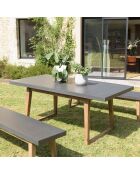 Ensemble Table + 2 bancs bois/béton