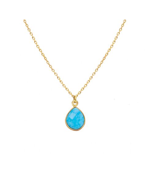 Collier Précieuse en Laiton doré & Turquoise