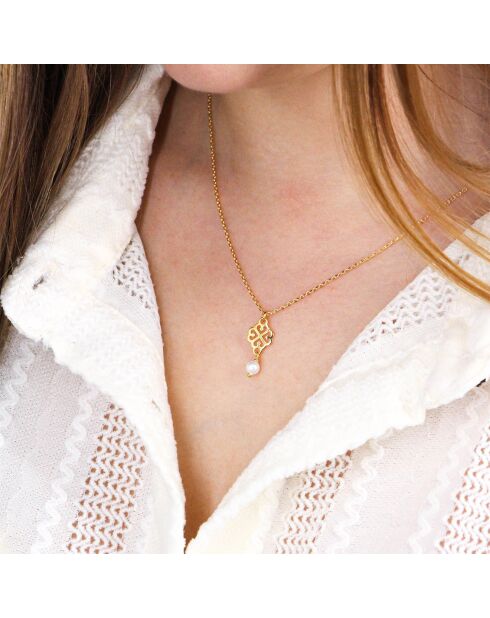 Collier Moïra en Laiton doré & Perle