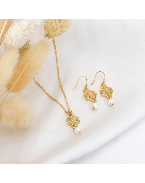 Boucles d'oreilles Moïra en Laiton doré & Perle