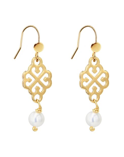 Boucles d'oreilles Moïra en Laiton doré & Perle