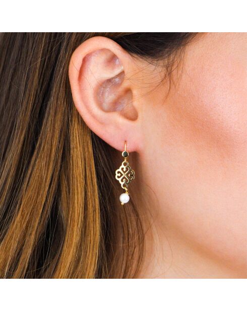 Boucles d'oreilles Moïra en Laiton doré & Perle