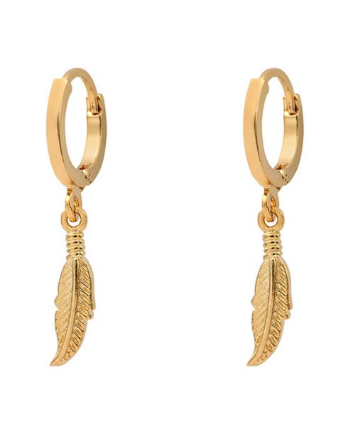 Boucles d'oreilles Charms Plume en Laiton doré