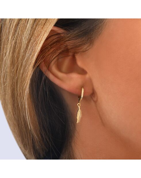 Boucles d'oreilles Charms Plume en Laiton doré