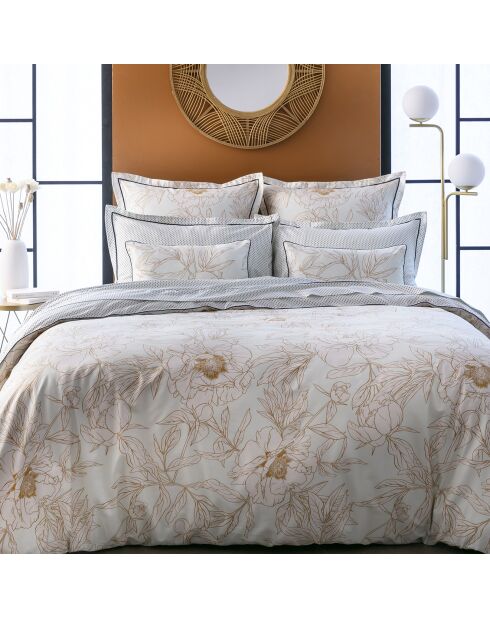 Parure housse de couette 100% Satin de Coton Céline blanc/doré