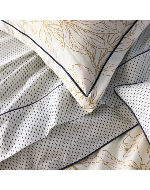 Parure housse de couette 100% Satin de Coton Céline blanc/doré