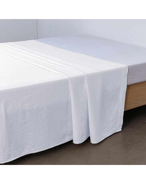 Drap plat 100% Gaze de Coton blanc