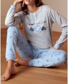 Pyjama manches longues Malaya gris/bleu
