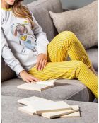 Pyjama manches longues Amiya gris/jaune