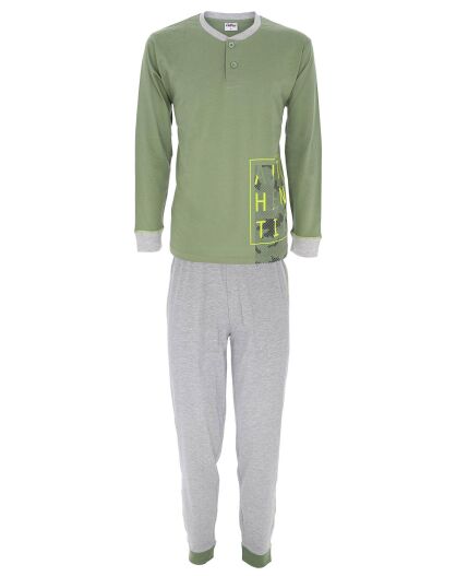 Pyjama manches longues Amar vert/gris