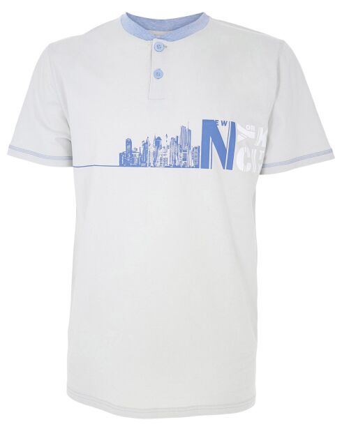 Pyjama manches courtes Naveen blanc/bleu denim