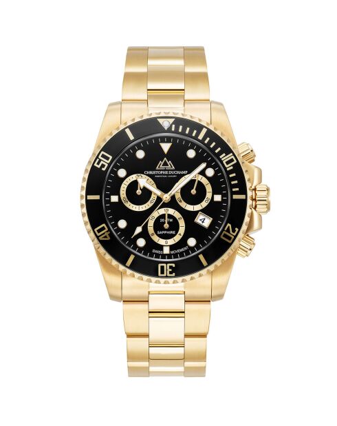 Montre Homme Quartz en Acier Marine dorée