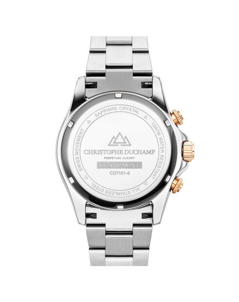 Montre Homme Quartz en Acier Grand Mont argenté/rose doré