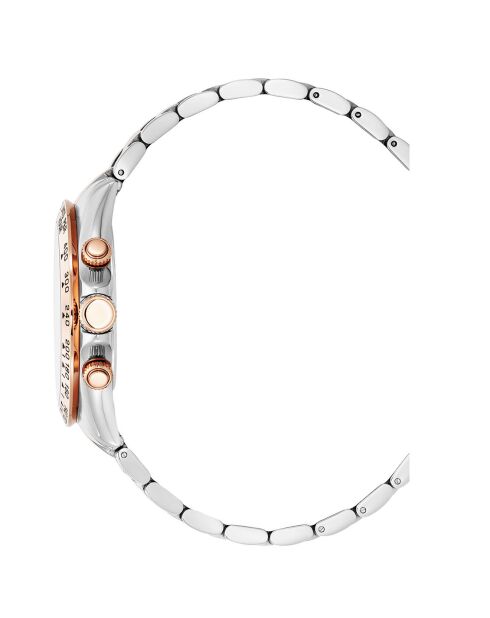 Montre Homme Quartz en Acier Grand Mont argenté/rose doré