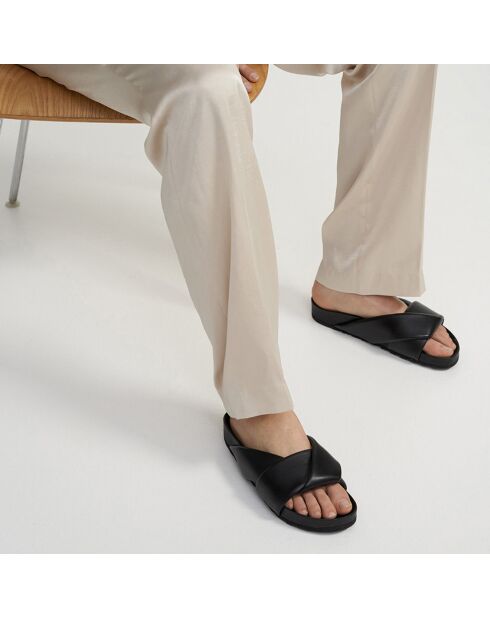 Mules plates en Cuir Aidan noires