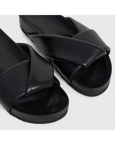 Mules plates en Cuir Aidan noires
