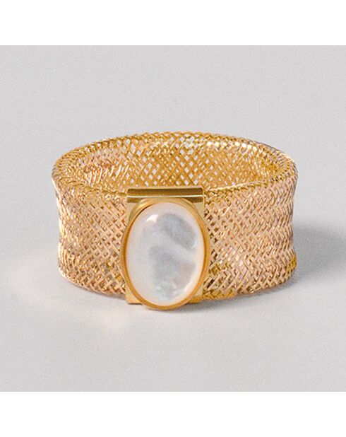 Bague ajustable Flamboyante Nacre or jaune