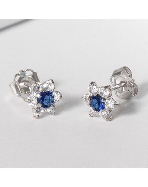 Boucles d'oreilles Le Messager Bleu or blanc