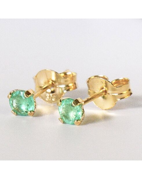 Boucles d'oreilles Puce Emeralda Emeraude 0.40 ct or jaune - 3.10 mm