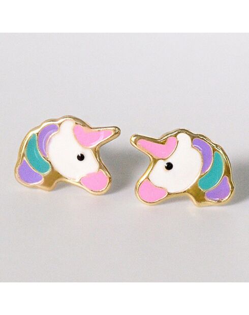 Boucles d'oreilles enfant Petites licornes or jaune