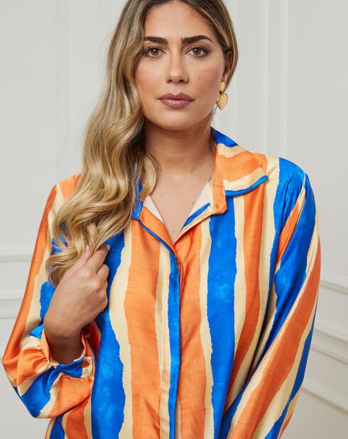 Robe Antsi imprimé orange/bleu