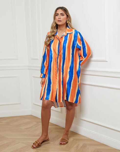 Robe Antsi imprimé orange/bleu