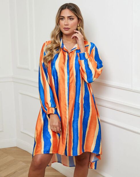 Robe Antsi imprimé orange/bleu