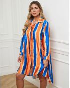 Robe Antsi imprimé orange/bleu